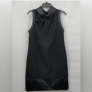 Simply Vera Vera Wang Floral Bow Detail Sleeveless Cocktail Mini Black Dress
